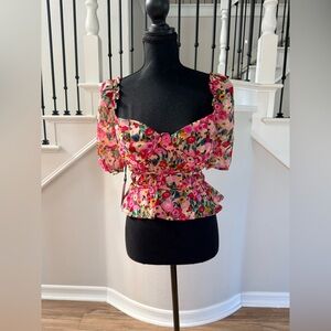 ASTR the Label Nayeli Floral Peplum Top – NWT – Size M – $98 Retail
